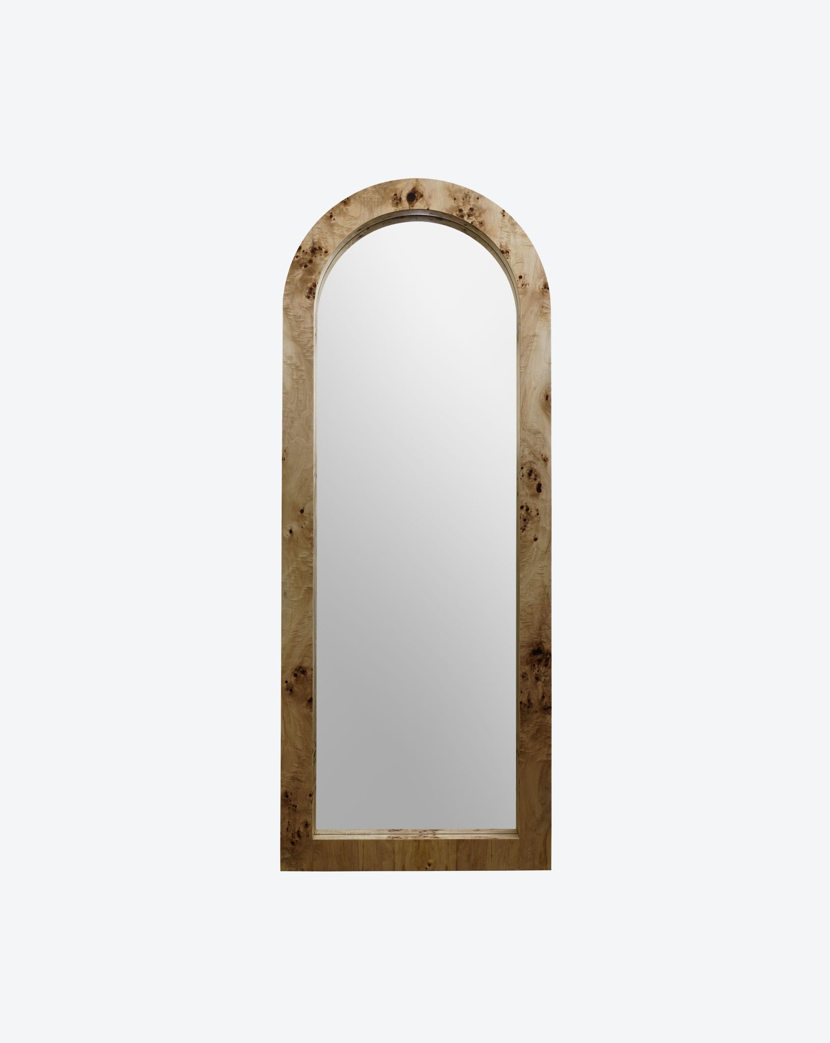 Arc Burl Wood Floor Mirror