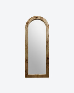 Arc Burl Wood Floor Mirror